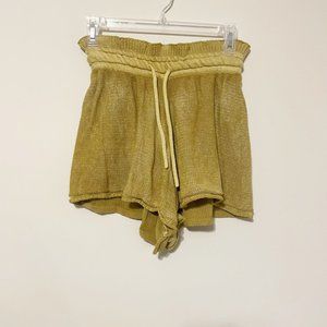 Free People Size XS Yellow Knit High Waist Drawstring Shorts Stretch